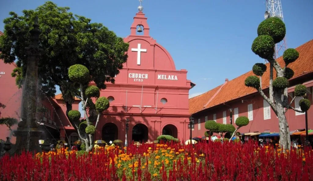 Illuminated nativity scene displayed at the Portuguese settlement Malacca during the annual Christmas light-up.